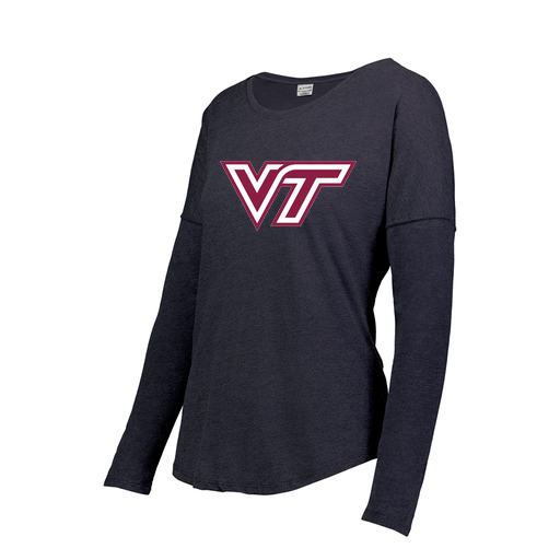 [FTLCUBNV-FAXS-LOGO1] Decker Women's Tri-Blend T-Shirt - Long Sleeve (Female Adult XS, Navy, Logo 1)
